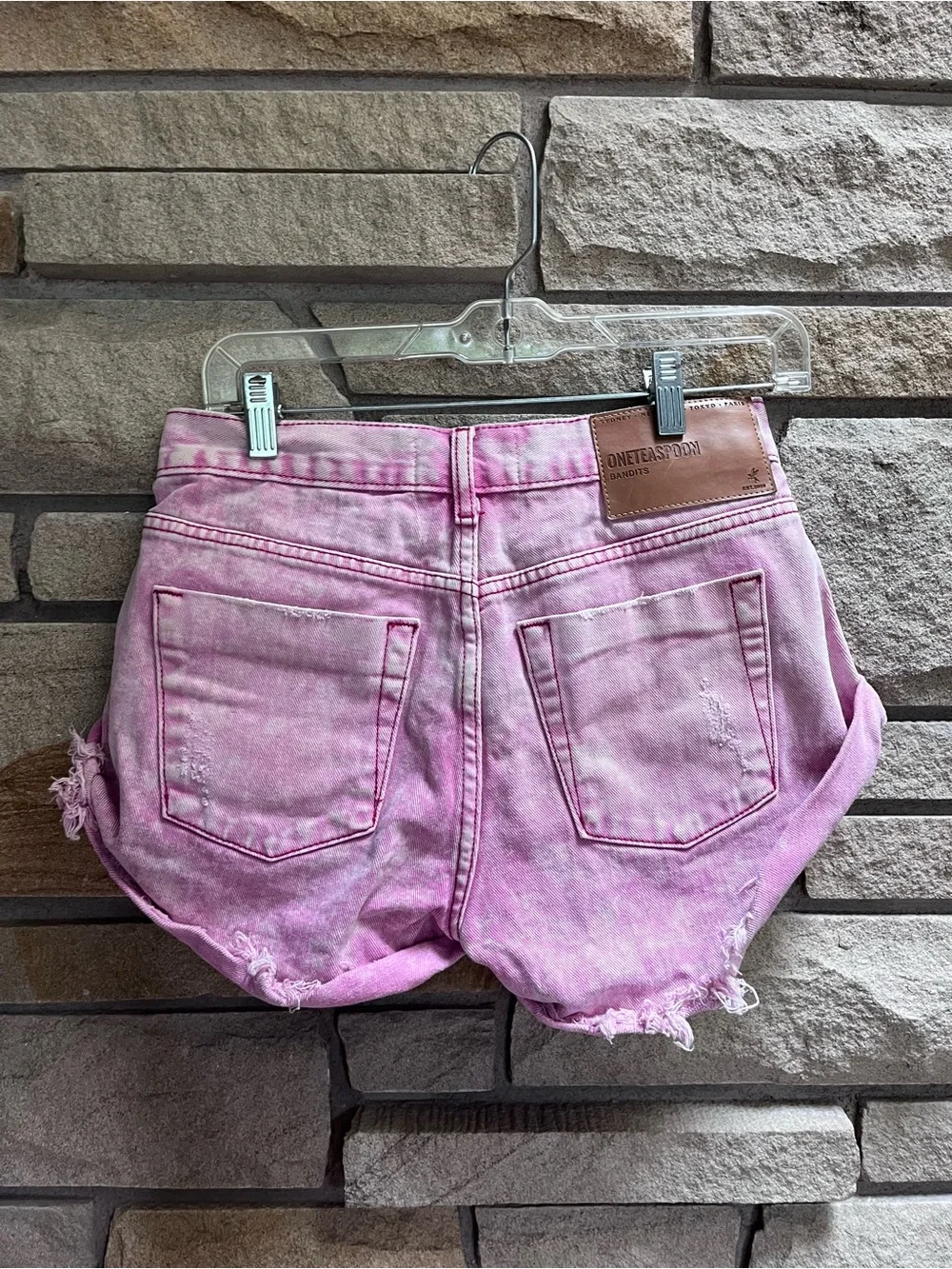 One Teaspoon bandits denim shorts Evil Eye Pink Denim Size 24